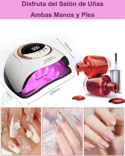 Lámpara de Uñas, UV/LED Secador de Uñas de 280W, Lámpara UV para Uñas con 45 Luces, Lámpara de Uñas para Esmalte de Gel con 4 Ajustes de Temporizador, Función de Temporizador de Memoria y Pausa