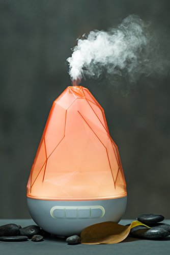 Rockano 200ml Cool Mist Ultrasonic Humidifier by Quooz with Aromatherapy Essential Oil Diffuser Has High and Regular Mist Settings Auto Shut-Off and Adjustable Light Options