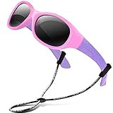 RIVBOS RBK003 Rubber Flexible Kids Polarized Sunglasses for Baby and Child,3-10 Age(Mirrored Lens Available) (2035-pink)