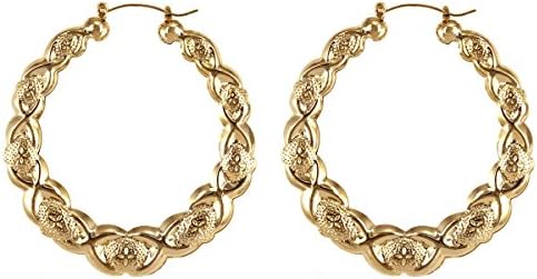 Gold Tone Hugs and kisses Round Cut Hollow Casting Pincatch Earrings(2.5 Inches)