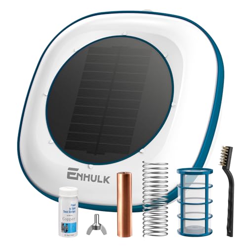 Enhulk Solar Pool Ionizer, Upgraded Floating Cleaner - Cleans Pools up to 170,000 Litres, Ideal for Above Ground Pools, Built-In Pools, Spas and Hot Tubs (Blue)