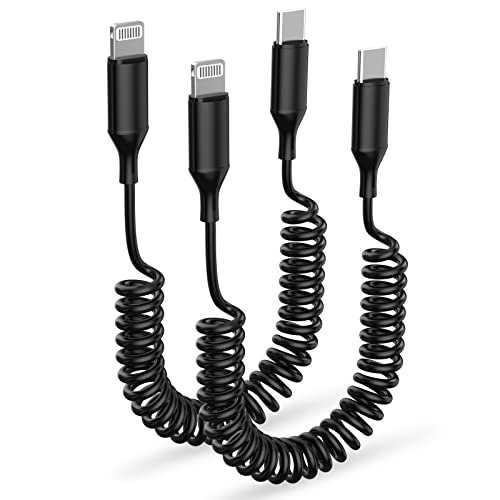 Coiled USB C to Lightning Cable,[Apple MFi Certified] Pack