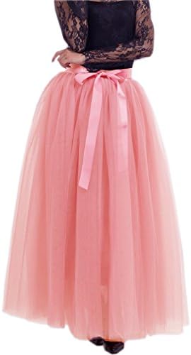 Lisong Women Floor Length Bowknot Tulle Party Evening Skirt