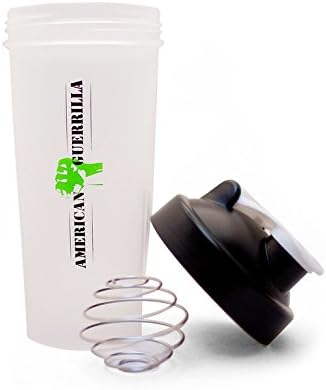 American Guerrilla Protein Shaker Bottle, Classic, Clear/Black, 28 Ounce