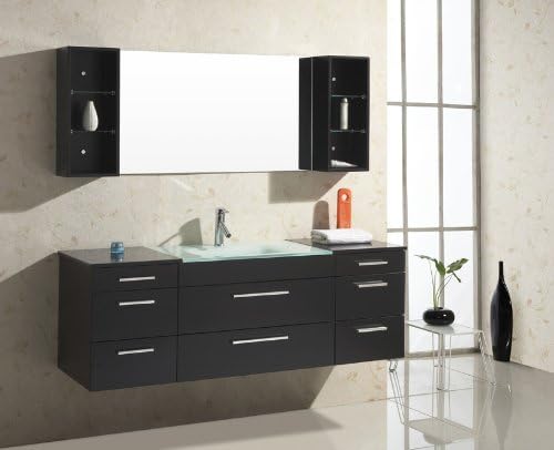 Virtu Usa Um 3089 G Es Columbo 63 Inch Wall Mounted Single Sink Bathroom Vanity With Chrome Faucet And Integrated Glass Basin Espresso Finish Amazon Com