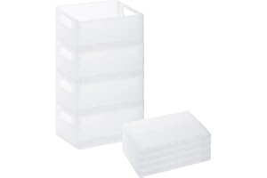 Uceoo 4-Pack Mini Storage Crates Organizer, Crates for Desk Organizers, Stacking Mini Storage Bins Folding Storage Baskets for Home Kitchen Bedroom Decor Classroom(small size, transparent color)