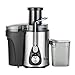 Electric Juicer Machine, Fruit and Vegetable Juicer 600ML Juice Cup 1000ML Slag Cup Double Gear Electric Juicer Stainless Steel Black