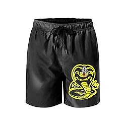 Black Black-Cobra-Kai-Snake-Logo-Swim Shorts Men