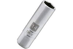 LAINLOY 1PCS Magnetic Spark Plug Socket, Powerful Magnet Retains Spark Plugs, Chrome Vanadium Steel Spark Plug Socket (14mm)