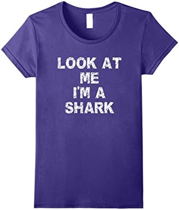 Womens Look At Me I'm A Shark Funny Halloween Custome Gift T Shirt Small Purple