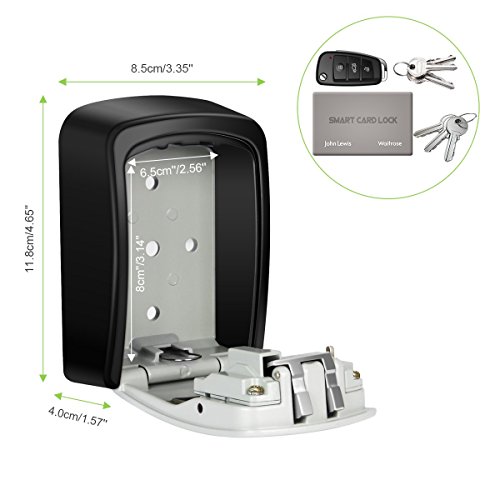 PHILORN Key Lock Box, 4-Digit Combination Lockbox | Resettable Code - Weatherproof - Wall or Door Mounted | Top Security, Ultra-Sturdy Key Safe for Jewelry, Card, House Key Storage