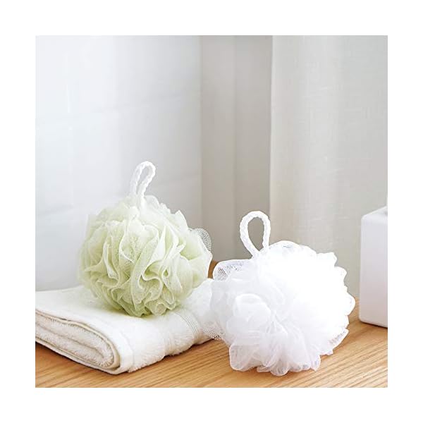 Bath Loofahs Sponge Shower Pouf Body Scrubber Ball 4 Pack Colors Exfoliate with Lathering Cleanse & Beauty Bathing…