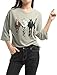 Allegra K Women's Christmas Drop Shoulder 3/4 Sleeves Horse Print Loose Top Large Gray