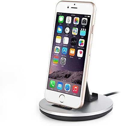 SimplyPRO Aluminum Charging Dock Station,Charger Stand with lightning cable for Apple IPhone 6/6s/7/7s(silver)