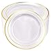 I00000 60pcs Plastic Gold Plates,10.25 inch Gold Rimmed Dinner Plates, White Disposable Plates, Parties or Wedding