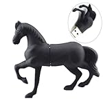 AreTop Cartoon Animal Creative Horse Shaped USB 2.0 Flash Drive Memory Stick Thumb Drive (Black 16GB)