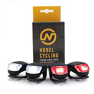 Nobel Cycling Bike lights set 2-PACK and 4-PACK – rear and front bike lights – sturdy silicone housing – easy to install…