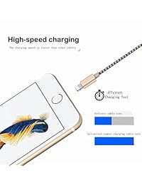 Otisa - 3 cables de nailon trenzado compatibles con cargador de cable de carga de conector ultra compacto compatible con teléfono 7 7 Plus 6s 6s Plus 6 6 Plus 5s 55se, almohadilla, vaina