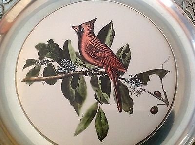 3 Pewter+Ceramic+Audubon+Cardinal+Collector