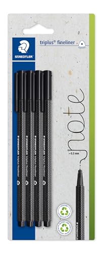 STAEDTLER triplus fineliner 334 – Schwarz, 4er Set, 0,3 mm