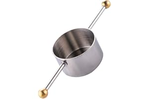 DOITOOL 2-Piece Stainless Steel Silver Measuring Cup - 1 Fluid Ounce Jigger for Bartenders