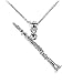 .925 Sterling Silver Dangling Music Charm Woodwind Clarinet Pendant Necklace with Rolo Chain - 18