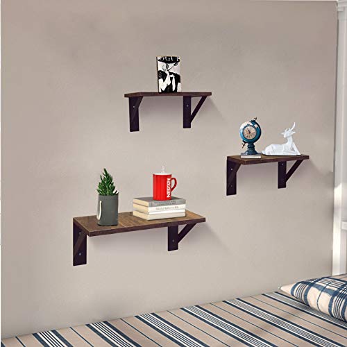 Floating Shelves Wall Mounted Floating Shelves, Display Ledge, Storage Rack for Office - Rustic Wood Wall Shelves Set for 3 Bedroom,Living Room, Kitchen Set of 3 for Bedroom
