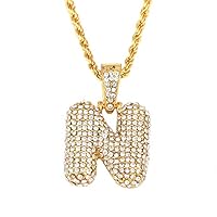 Powerfulline Exquisite Hip Hop Rhinestone Letters Pendant Chain Necklace Unisex Party Jewelry Gift