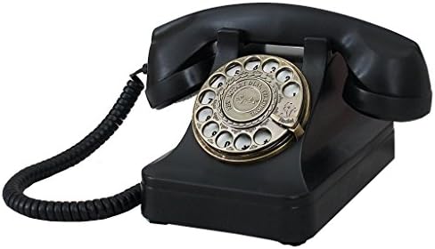 FACAIG Vintage Telephone Classic Turntable ABS rotary switch phone Vintage antique office fixed home office closes to landing metal machine (Color black) Bell Welcome
