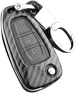 Minear ABS Carbon Fiber Key Fob Cover Silicone Car Key Cover Key Case Car Keychain Accessories For Ford Focus For Escape Kuga