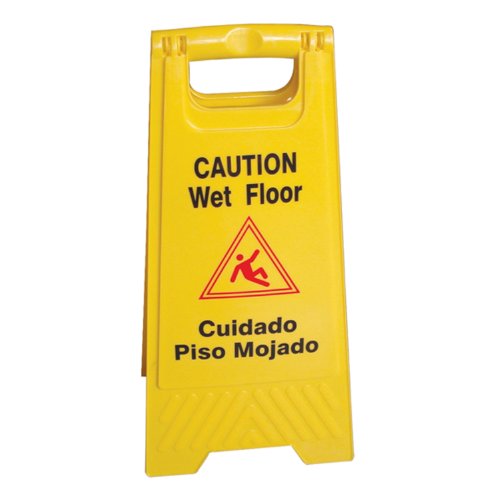 Excellante Wet Floor Caution Sign, Yellow, 24-Inch by 12-Inch Fold Up, Plastic