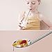 Drinking Spoon Straws, Elegant life Reusable Japan Metal Stainless Steel Drinking Straw with Spoon, Food-Grade Long Spoons Set of 12 with 2 Cleaning Brushes, Use for Home Café Restaurant, 8 Inch
