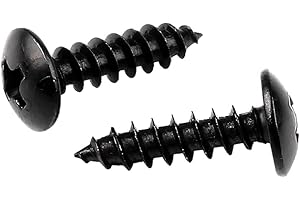 Oneyijun 20 Pcs M3.5 x 25mm Self Tapping Wood Screws Carbon Steel Mushroom Round Flanged Head Fasteners Drilling Screw Black