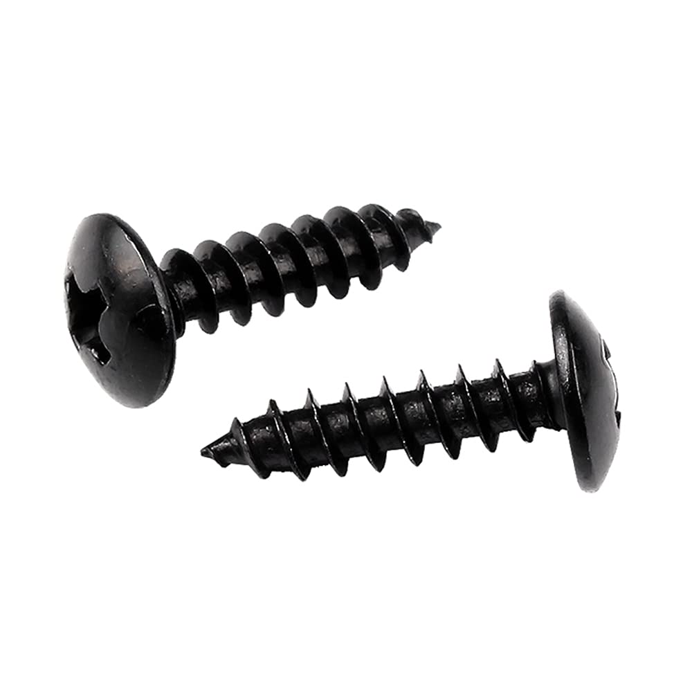 Oneyijun 20 Pcs M3.5 x 10mm Self Tapping Wood Screws Carbon Steel Mushroom Round Flanged Head Fasteners Drilling Screw Black