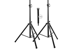 Starument Pa Speaker Stands Pair Pro Adjustable Height with 50 Cable Ties Kit to Secure Cable to Stand (2 Stands) 6ft Tripod Speaker Stands