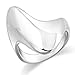 925 Sterling Silver Polish Finish Contemporary Design Wave Ring - Size 7