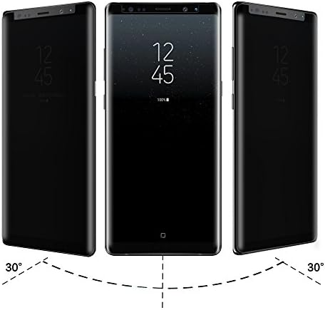 Everlife Shop Mobile Phone Tempered Glass Film Phone Case Compatiblity 3D Curved Full Cover Anti-spy Screen Protector for Samsung Galaxy Note 8 Transparent Black