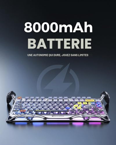 GravaStar Mercury K1 Pro Wireless Gaming Keyboard, QWERTY, Aluminium Alloy, Customized Keyboard Layout 75% Layout, Designed for Durability and Unique Aesthetics (Interstellar Silver)