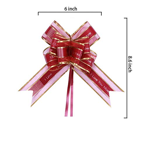 Auch 50Pcs Elegant Crystal Yarn Pull Bows for Birthday Wedding Christmas Valentine's Day New Year Party Supplies Gift Basket Knot with Ribbon Strings to Wrap the Box or Floral Decoration