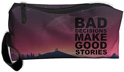 Bad Decisions Make Good Stories Beauty Women Cosmetic Bags Portable Travel Toiletry Pouch Makeup Organizer With Zipper