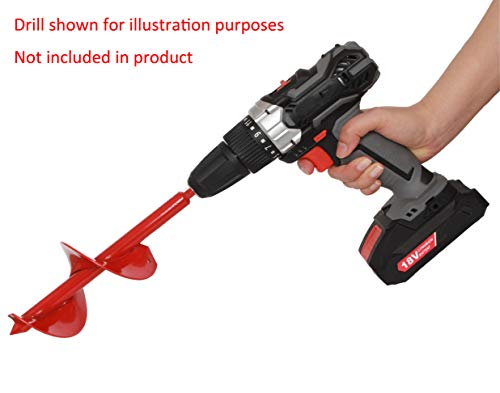 STEAD & FAST Bulb Auger 3.0" x 9" with 1/3" Hex Drive, Garden Auger for Planting Bulbs and Grass, Bedding, Hole Digging, Solid Carbon Steel, Red