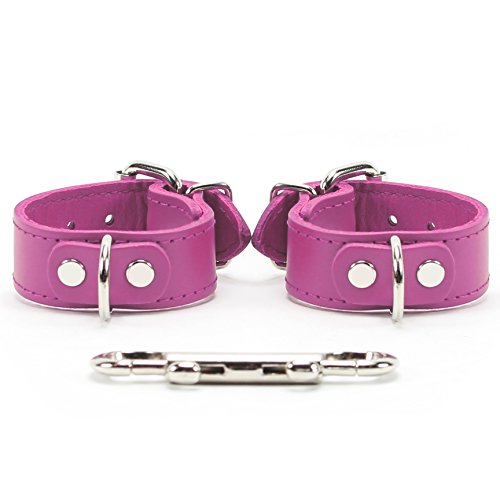 Atlanta I Wrist Cuffs Ankle Cuffs Handmade Lambskin Leather (Pink, Wrist) - Thumbnail 4