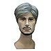 MELADY®(Free Cap Fashion Casual Grey Short Straight Synthetic Businessman Style Men Hair Replacement Wig
