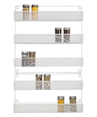 ESYLIFE 2 Tier and 3 Tier Wall Mounted Large Spice Rack Organizer, White - Thumbnail 3