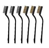 6Pcs Mini Wire Brush with Brass and Stainless for Cleaning Welding Slag and Rush