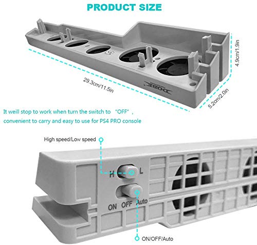 Loovbee PS4 Pro Cooler , USB External 5-Fan Super Turbo Temperature Cooling Fan with USB Cable Black for Sony Playstation 4 Pro Gaming Console