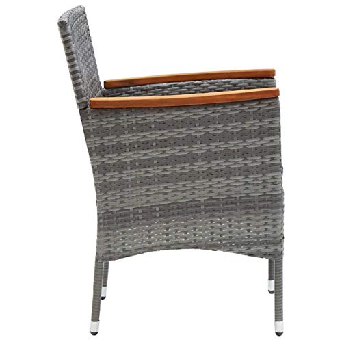 Tidyard Garten Essstühle 4 STK. Gartenstühle Gartensessel Stuhl Sessel Balkonstuhl Gartenmöbel Stühle Gartenstühle Terrasse Balkonstühle Poly Rattan Grau – Bild 7