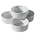 Cinf White 10 oz Set of 4 Souffle Dishes Ramekins Oven Microwave Safe Bowls Creme Brulee Sauce Cups for Baking Cooking Porcelain Individual Serving Size for Desserts, Sides & More