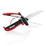 Clever Cutter 6 in 1 Kitchen Knife Stainless Steel Food Scissors with Cutting Board Built-in Slicer for Vegetables Fruits Chopper by Okazaki.
