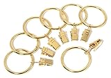Iron Metal Curtain Clip Rings 1 1/2 Inch Interior Diameter, Set of 8 (Gold)